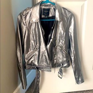 Zara Metallic Faux Leather Jacket